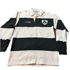 Lansdowne Ireland Rugby Shirt Mens XS Polo Preppy Long Sleeve Green/Crm Vintage